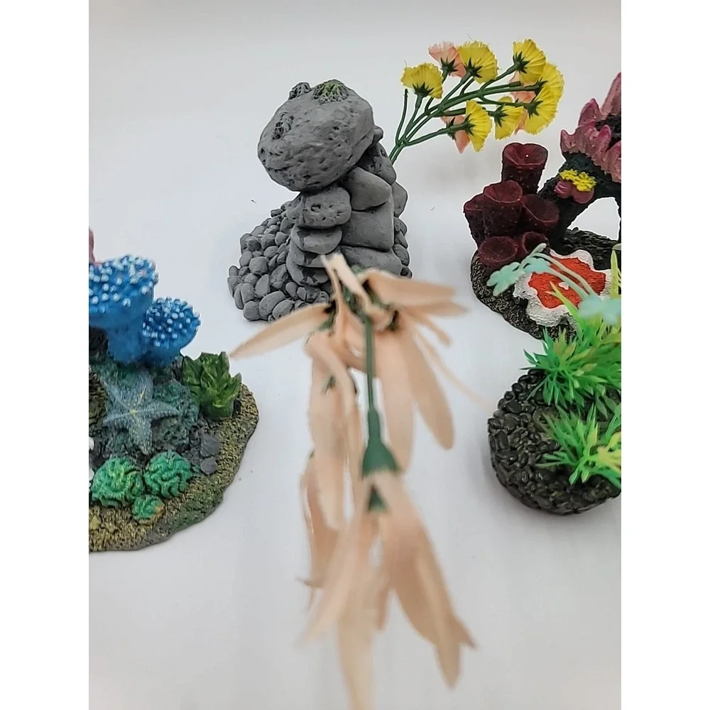 5pc Fake Coral Aquarium Decoration Lot‎ Anemone Cave Colorful READ